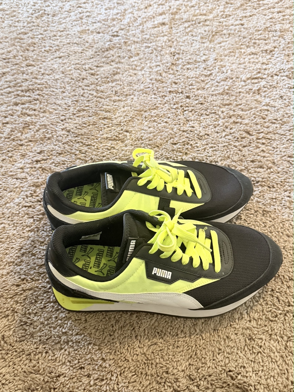 Puma Black and Neon Yellow Men's Athletic Sneakers
